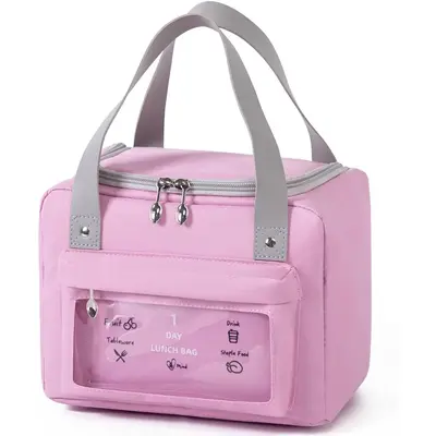 Large Capacity Lunch Bag, 1 Count Summer Portable Insulated Lunch Storage Bag with Handle, Food Storage Pouch for Office Scho...