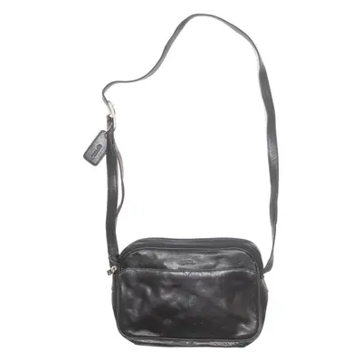 LOUVIER Womens Shoulder Bag Black Leather