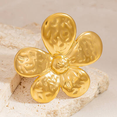 Flower 304 Stainless Steel Adjustable Cuff Rings for Women