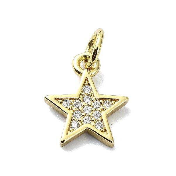 Brass Micro Pave Clear Cubic Zirconia Charms