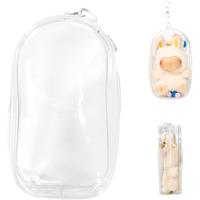 Clear Display & Storage Case for LABUBU Doll – PVC Bag with Detachable Keychain for Collectible Toys and Cosmetics, Portabl...