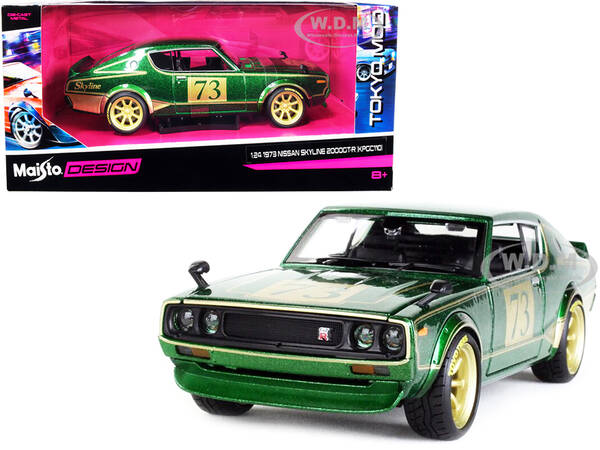 1973 Nissan Skyline 2000GT-R (KPGC110) 73 Green Metallic with Gold Stripes \