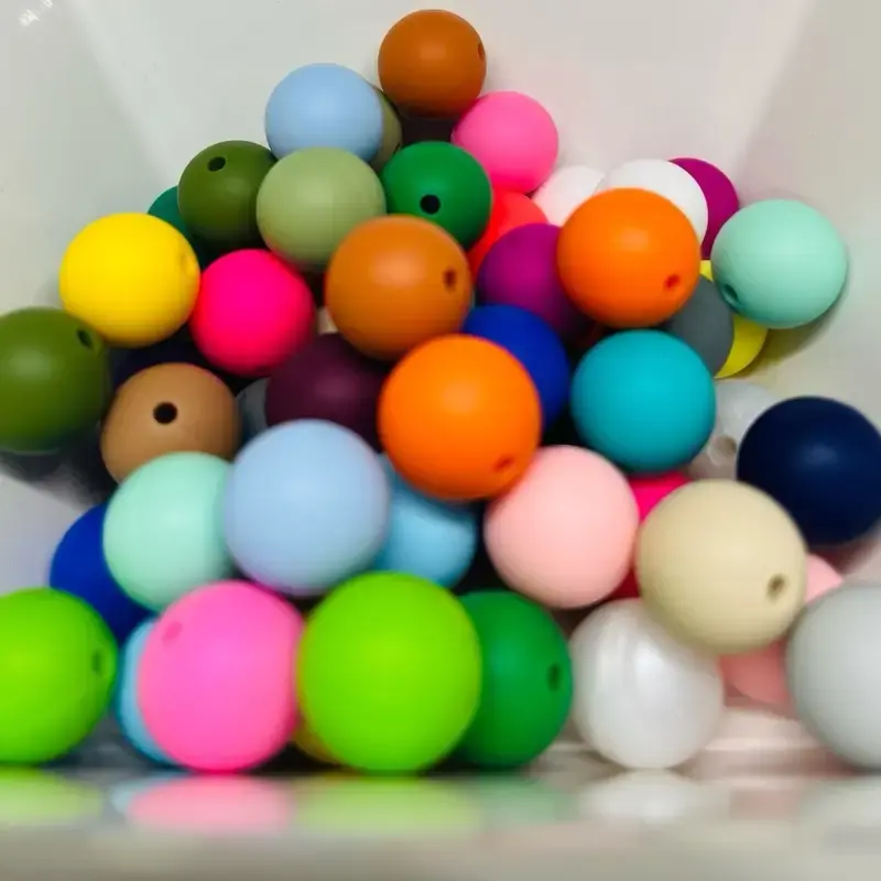 Silicone Bead Mix of 12mm (80 count) or 15mm (60 count) Multicolor Bead Bag.