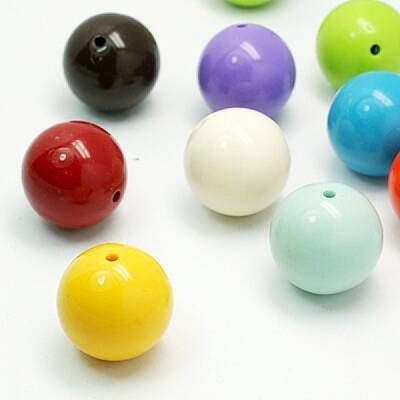 Mixed Color Chunky Bubblegum Acrylic Round Beads