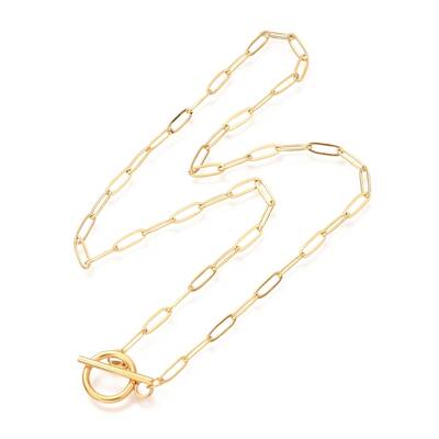 Unisex PVD Vacuum Plating 304 Stainless Steel Paperclip Chain Necklaces