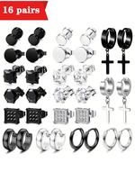 Men's Stainless Steel Earrings, Cross & Hoop Earring Sets, Fashion Jewelry for Party, Daily Clothing Decor, Trendy All-match ...