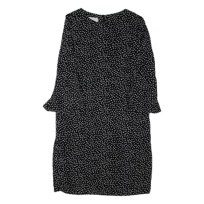 HOBBS LONDON Womens Day Dress Black Spotted Long Sleeve Knee Length UK 8