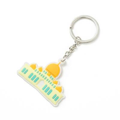 Mosque Shaped Eid Mubarak Keychain PVC Plastic Keychain