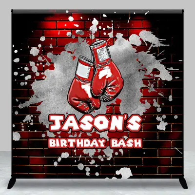 Aperturee Red Brick Wall Boxing Custom Name Birthday Backdrop - Aperturee