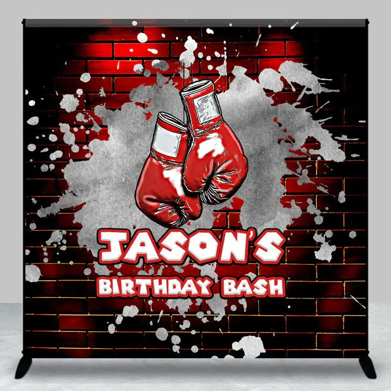 Aperturee Red Brick Wall Boxing Custom Name Birthday Backdrop - Aperturee