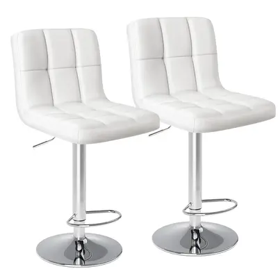 Swivel Barstools Set of 2 in PU Leather with Hydraulic Lift, Kitchen Counter Height Stools Featuring Thickened Seat Cushions ...