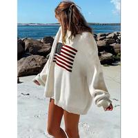Women's Striped Print Drop Shoulder Crewneck Sweater, Street Casual Long Sleeve Round Neck Jumper for Spring & Fall, Sweaters...
