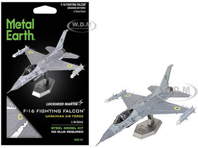 Model Kit Lockheed Martin F-16 Fighting Falcon Aircraft Ukrainian Air Force (Moderate Difficulty) Steel Model by Metal Eart...