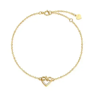 14K Gold Diamond Infinite Symbol Charm Bracelet