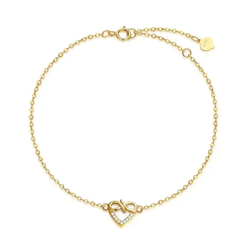 14K Gold Diamond Infinite Symbol Charm Bracelet