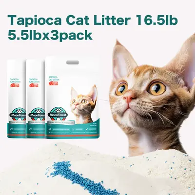 5.5lb*3,Tapioca Cat Litter, Tofu Cat Litter, kitty litter,Odor Control Quick Clumping Low Dust ,kitten litter,Smart litter b...