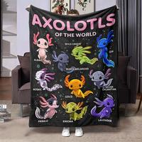 Cartoon Axolotl Pattern Blanket, 1 Count Soft Throw Blanket, Air-conditioned Room Blanket, Warm Nap Blanket for Home Office T...