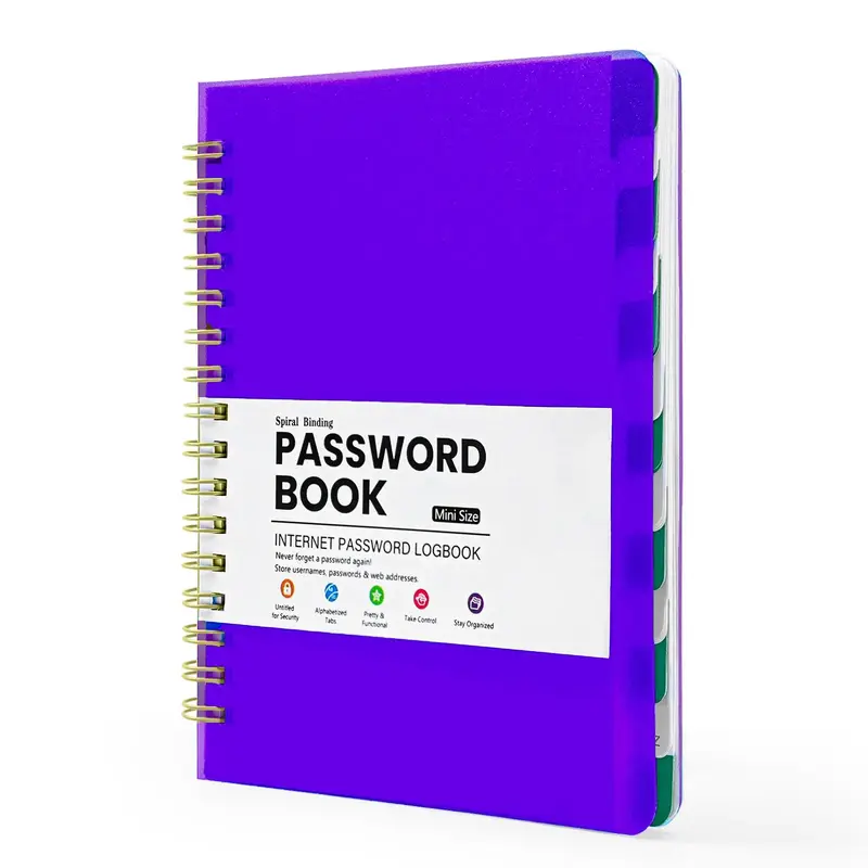 A6 Mini Size Password Book, 1 Count Internet Address and Password Organizer with Tab, Password Keeper Journal Notebook, Schoo...