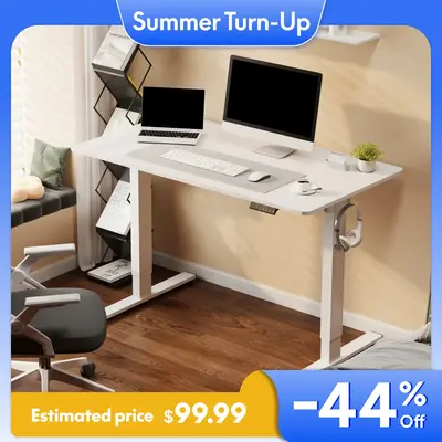 【TikTokShopfalldealsforyou】Adjustable Height Standing Desk，Electric Whole-Piece Desktop White Desk, 48 x 24 Inches Sit ...