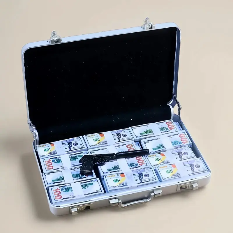 1:6 Scale Miniature Vintage Lockbox Set – Toy Accessories with Retro Printed Bills, Faux Gold Bars, and Antique Tokens for ...