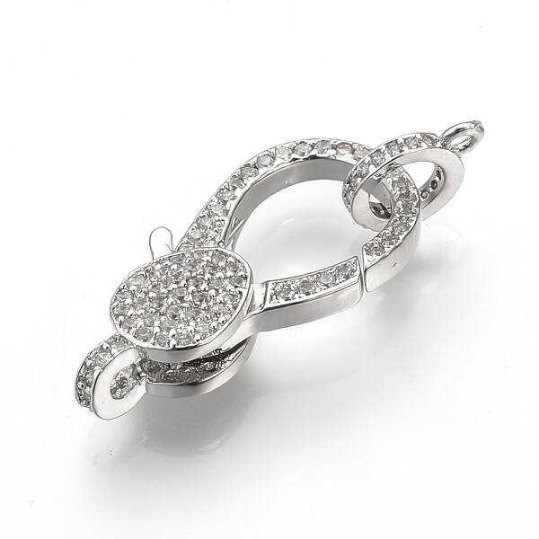 Brass Micro Pave Cubic Zirconia Lobster Claw Clasps