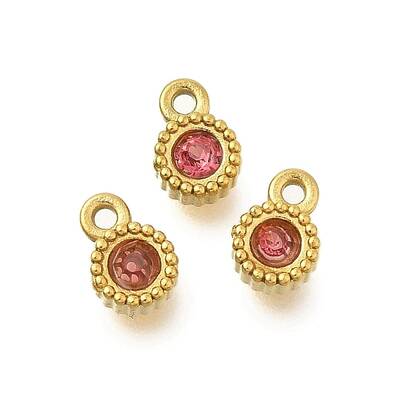 304 Stainless Steel Micro Pave Cubic Zirconia Charms