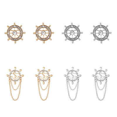 8Pcs 4 Style Crystal Rhinestone Helm Safety Pin Brooch