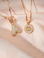 Elegant Rhinestone Decor Letter Design Pendant Necklace, Statement Necklace, Fashion Jewelry for Party, Daily Clothing Decor,...