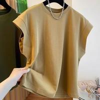Korean Style Design Sense Niche Sleeveless T-Shirt Short Sleeve Men's Loose Tank Top Sleeveless Tee Drop Shoulder Sleeve Top ...