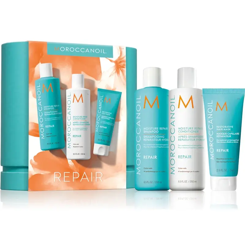Moroccanoil Repair Kit Set for Damaged, Chemically Treated Hair 3 Pieces
