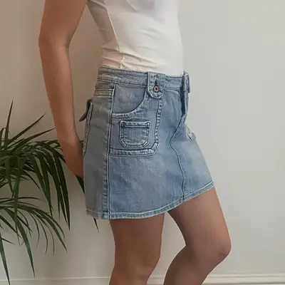 Vigoss Mini Denim Skirt - 29W UK 10 Blue Cotton