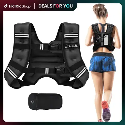 ăFall Deals For YouăBAGAIL Weighted Vest, 5lbs/8lbs/10lbs/12lbs/15lbs/20lbs/25lbs/30lbs Weight Vest with Detachable Phone...
