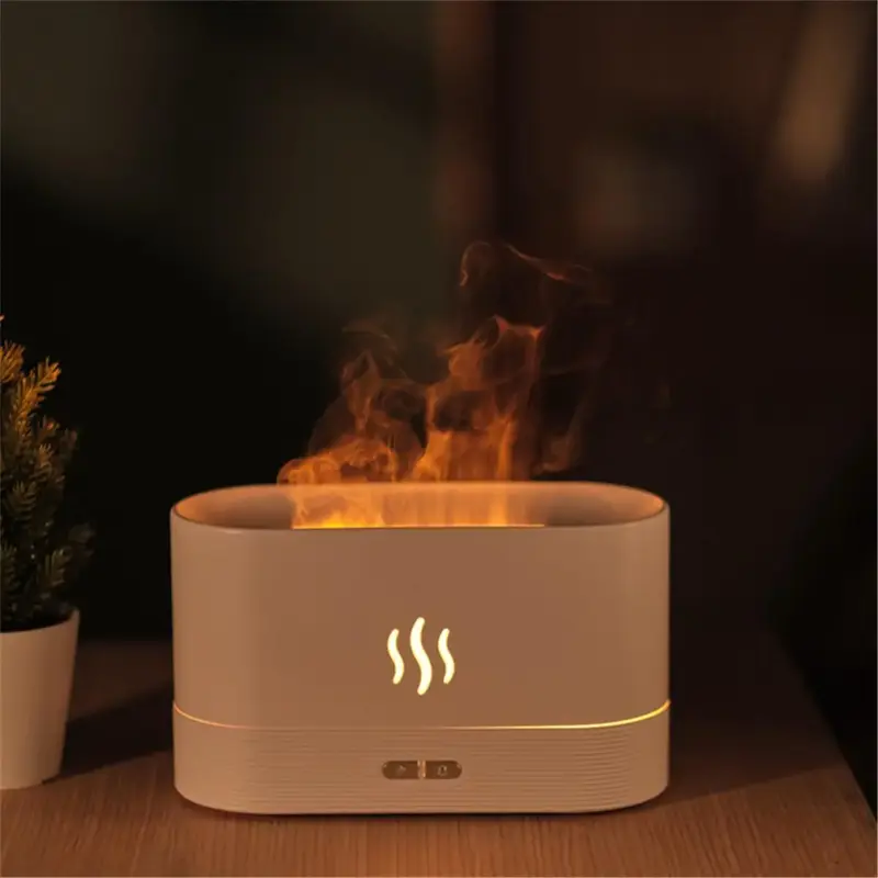 Simulation Flame Design Air Humidifier, USB Powered Essential Oil Diffuser, Cool Mist Humidifier with 7 Colors LED Lights for...