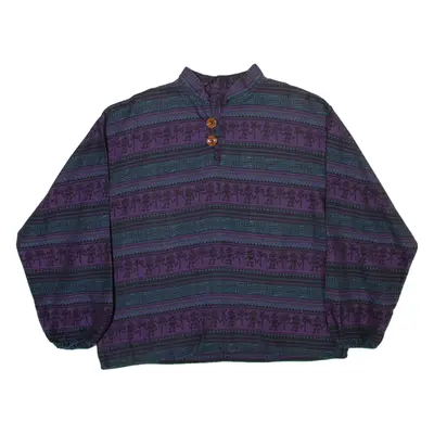 Mens Shirt Purple Crazy Pattern Long Sleeve M