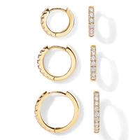 PAVOI 18K Gold Plated 925 Sterling Silver Post 3-Pair Small Gold Hoop Earrings Set | Mini Cartilage Helix Huggie Hoop Pack fo...