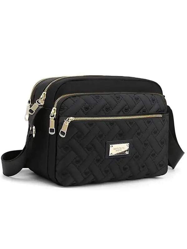 Fashionable Heart Embroidered Shoulder Bag,  Casual Matching Zipper Design Crossbody Bag for Women, Trendy Versatile Square B...