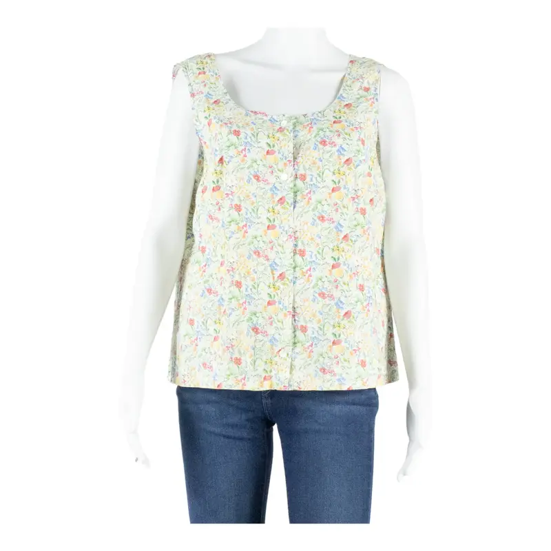 Womens Printed Vest White Sleeveless Floral S