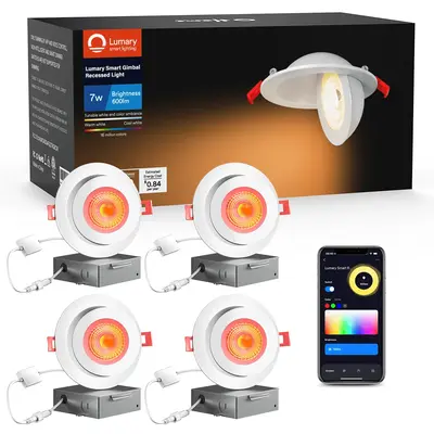Lumary Wi-Fi Smart Gimbal Recessed Light 4 inch 7W 4 PCS