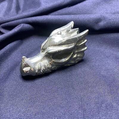 Natural Chalcopyrite Carved Healing Dragon Head Figurines