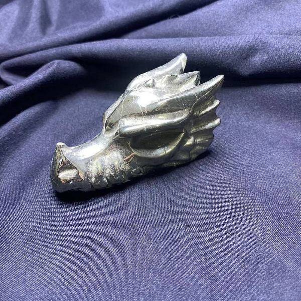 Natural Chalcopyrite Carved Healing Dragon Head Figurines