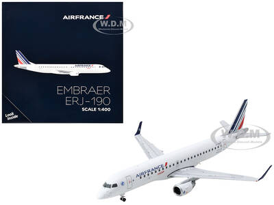 Embraer ERJ-190 Commercial Aircraft Air France Hop (F-HBLR) White with Striped Tail 1/400 Diecast Model Airplane by GeminiJ...