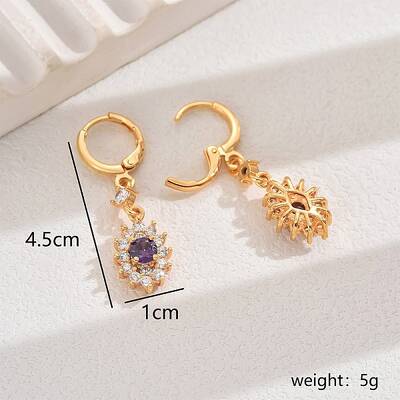 Elegant Copper Flower Hoop Earrings