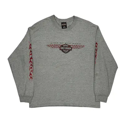 Made In Usa Las Vegas Nevada Harley Davidson Long Sleeve T-Shirt - XL Grey Cotton