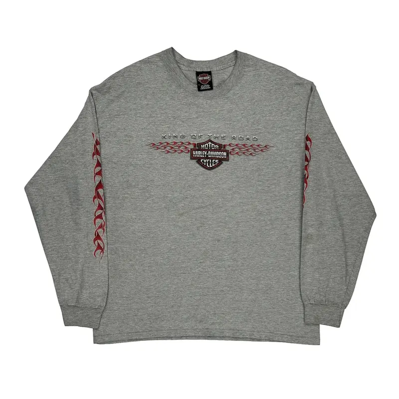 Made In Usa Las Vegas Nevada Harley Davidson Long Sleeve T-Shirt - XL Grey Cotton