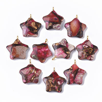 Assembled Synthetic Imperial Jasper and Bronzite Pendants