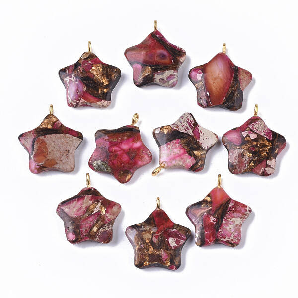 Assembled Synthetic Imperial Jasper and Bronzite Pendants