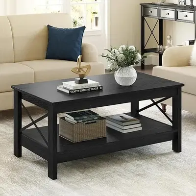 Yitahome Coffee Table for Living Room, with Storage space ,2-Tier Center Table for Living Room Wood Table Accent Cocktail wit...