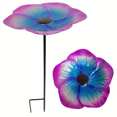 Metal Flower Shaped Bird Feeder, 1 Count Garden Plug In Bird Feeding Tool, Decoration For Outdoor Garden