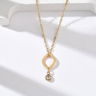 304 Stainless Steel Crystal Rhinestone Geometric Pendant Cable Chain Necklaces