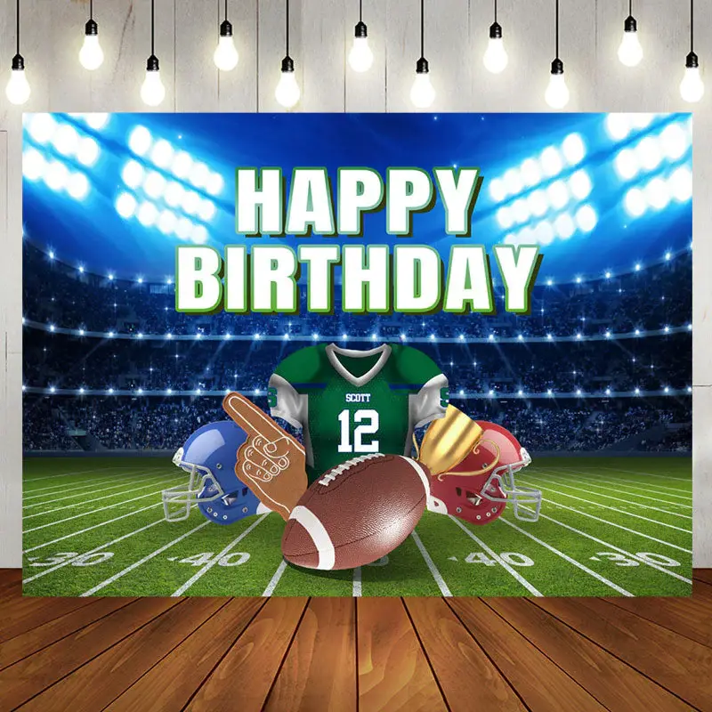 Super Bowl Football Court Birthday Backdrop For Boy - Aperturee